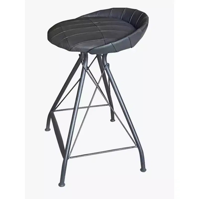 HomeRoots 24 Gray Leather and Iron Low Back Counter Height Swivel Bar Chair