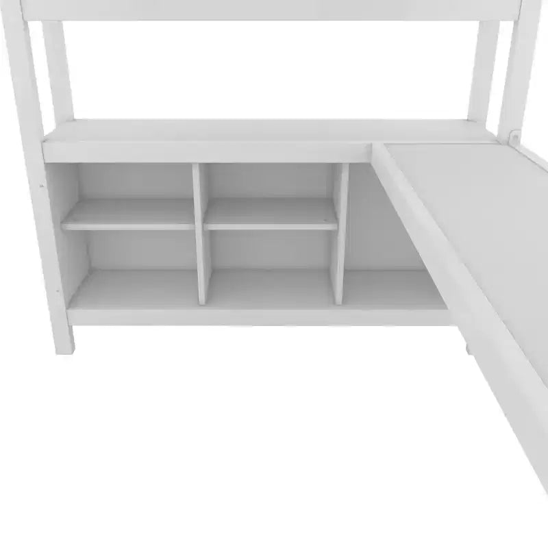 Okak Full/Queen Size Loft Bed with Wardrobe & L-Shaped Desk,Heavy Duty Metal Bunk Beds with Storage,High Loft Beds for Teens & Adults