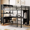 Okak Full/Queen Size Loft Bed with Wardrobe & L-Shaped Desk,Heavy Duty Metal Bunk Beds with Storage,High Loft Beds for Teens & Adults