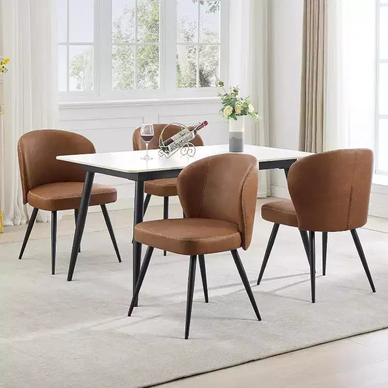 Dining Chairs Set of 2, Modern Kitchen Chairs, Armless Faux Leather Upholstered Accent Side Chair