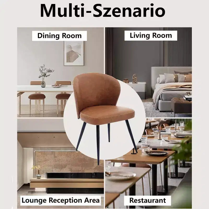 Dining Chairs Set of 2, Modern Kitchen Chairs, Armless Faux Leather Upholstered Accent Side Chair