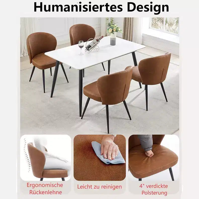 Dining Chairs Set of 2, Modern Kitchen Chairs, Armless Faux Leather Upholstered Accent Side Chair