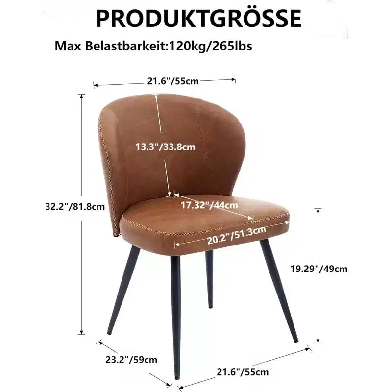 Dining Chairs Set of 2, Modern Kitchen Chairs, Armless Faux Leather Upholstered Accent Side Chair