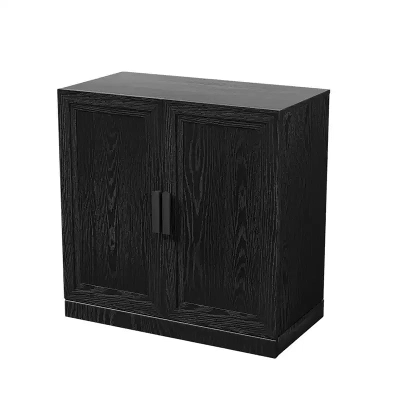 HomeRoots 31 Black Textured Door Accent Cabinet With Three Shelves