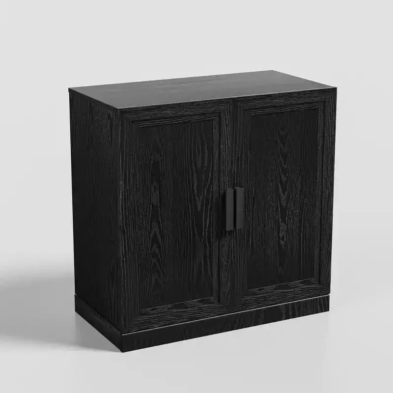 HomeRoots 31 Black Textured Door Accent Cabinet With Three Shelves