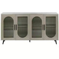 HomeRoots 60 Gold Wood And Glass Sideboard with Four Doors