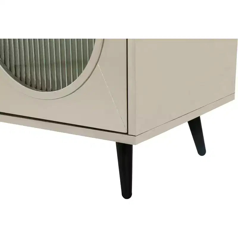 HomeRoots 60 Gold Wood And Glass Sideboard with Four Doors
