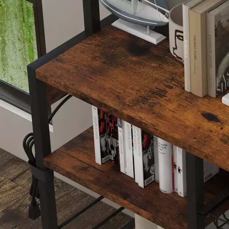 6 Tier Bakers Rack with Power OutletMicrowave Stand and Coffee Bar Table for Kitchen Storage of Spices, and Pans