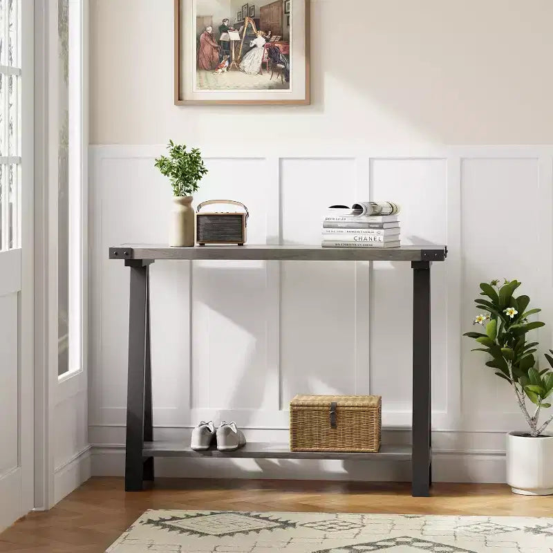 Farmhouse Narrow Entryway Table, 43.3 Console Table with Storage