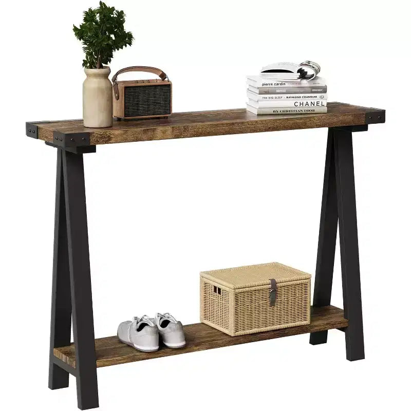 Farmhouse Narrow Entryway Table, 43.3 Console Table with Storage