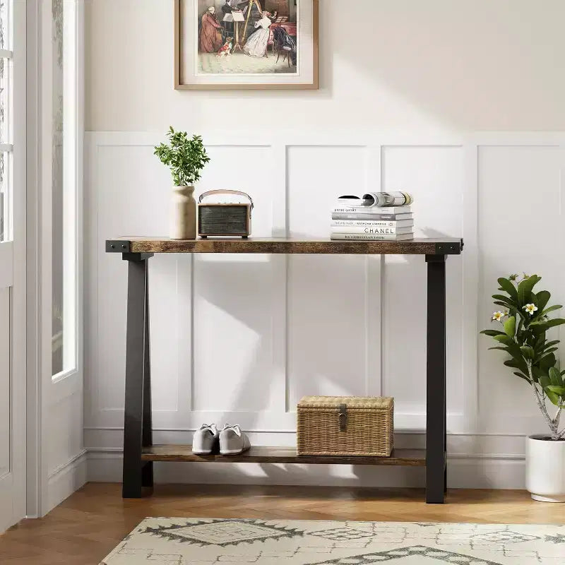 Farmhouse Narrow Entryway Table, 43.3 Console Table with Storage