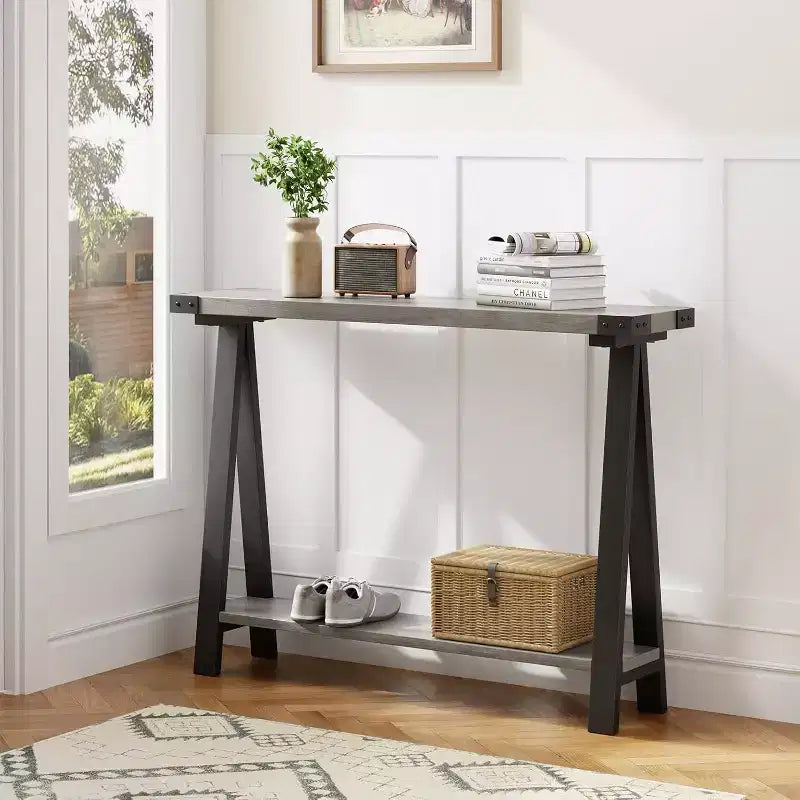 Farmhouse Narrow Entryway Table, 43.3 Console Table with Storage