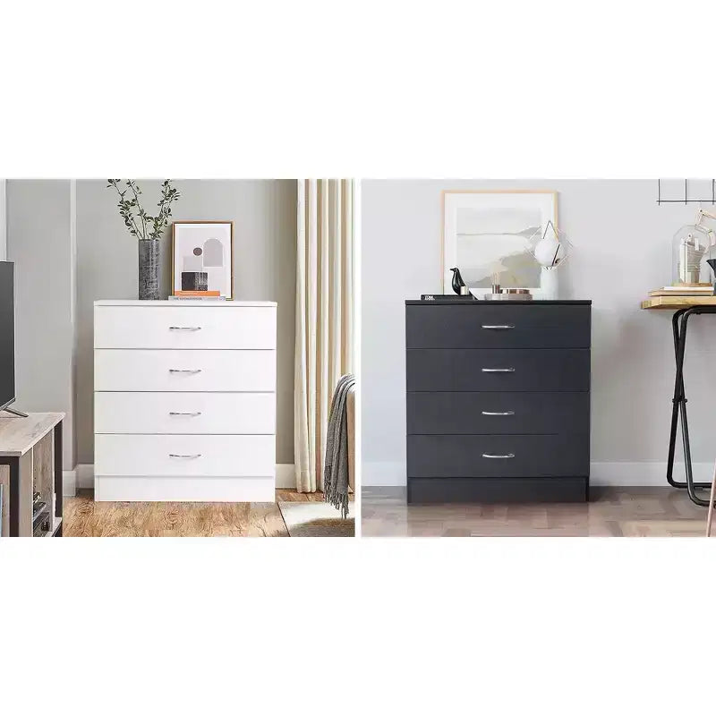 Karl Home 4-Drawer White Particle Board 25.98in. W Chest of Drawer