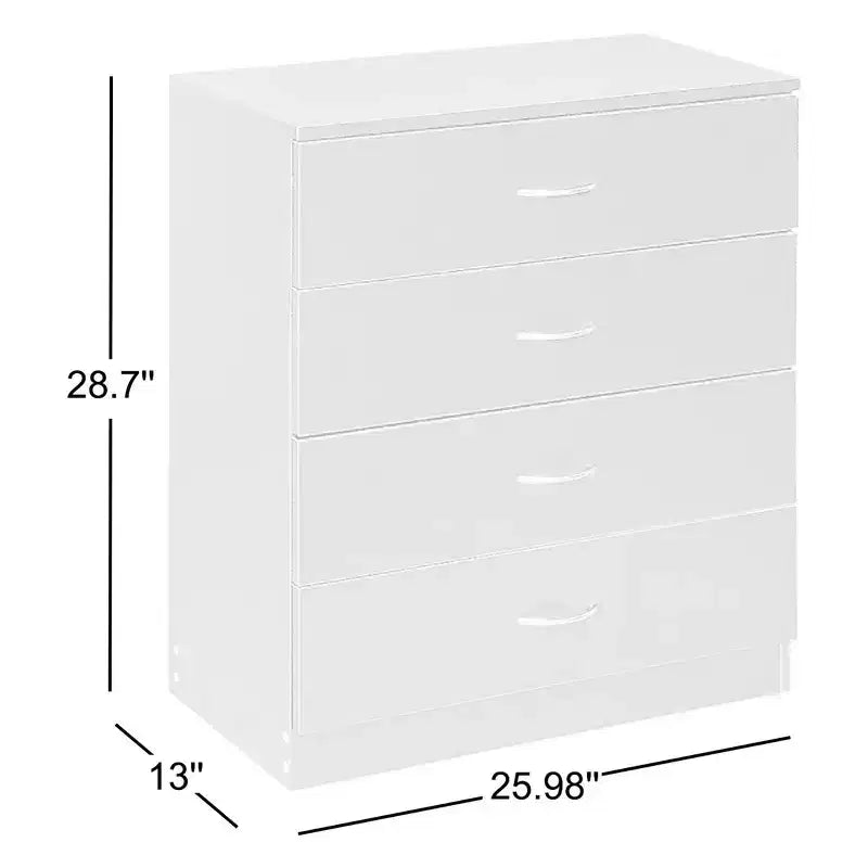 Karl Home 4-Drawer White Particle Board 25.98in. W Chest of Drawer