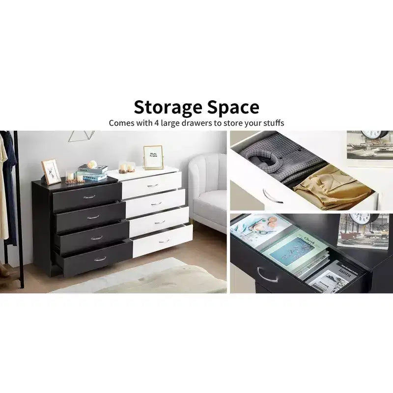 Karl Home 4-Drawer White Particle Board 25.98in. W Chest of Drawer