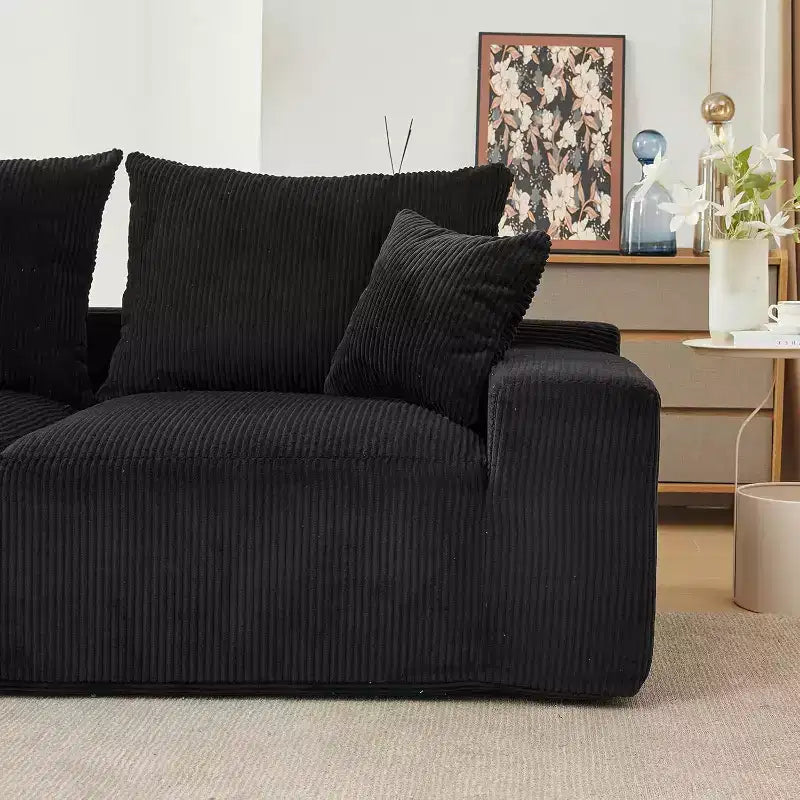 110In Oversized L-Shaped Sofa, Cloud Sectional Couch w/Chaise Throw Pillows, Soft Corduroy Boneless Foam Sofa for Living Rooms, Apartments, Dorms