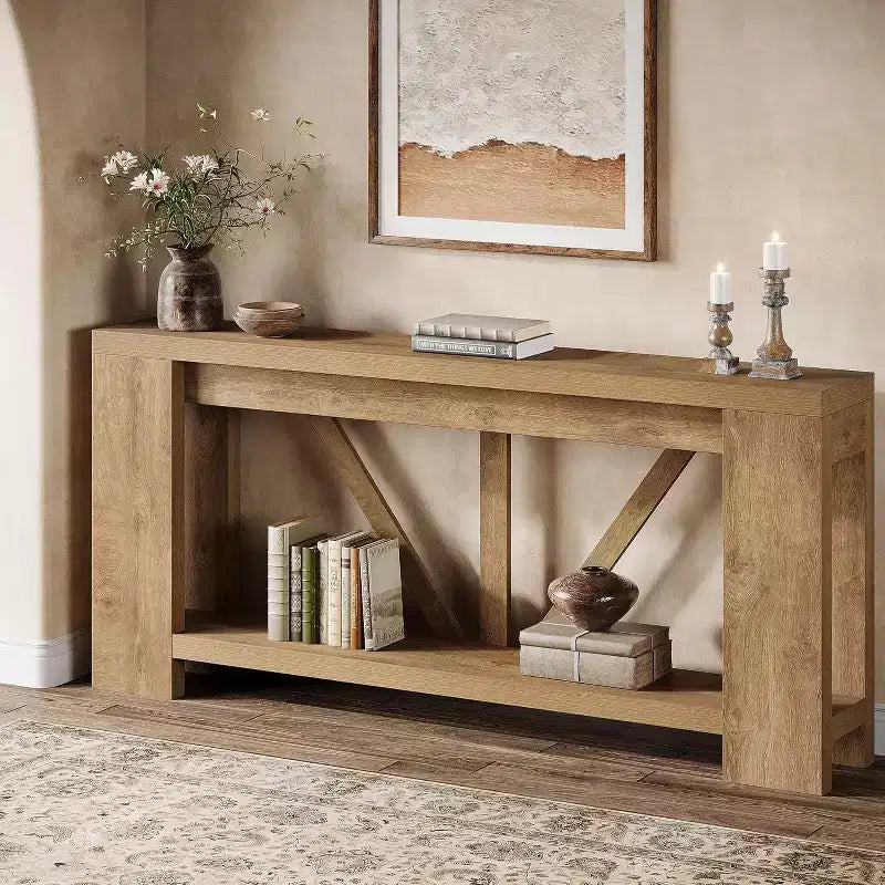 Lantine 70.9-Inch Long Console Table, 2-Tier Farmhouse Sofa Table Behind Couch, Large Entry Console with Storage for Hallway, Foyer