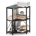 Costway Corner Printer Stand with Charging Station Adjustable Metal Mesh Shelf Black/Brown/White