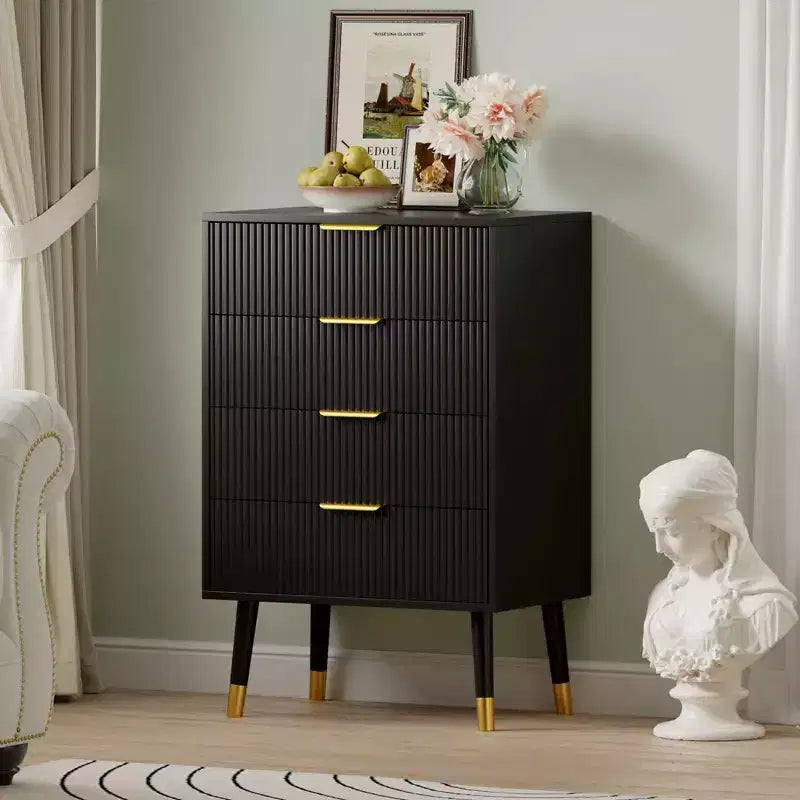 Commode à 4 tiroirs pour chambre à coucher, commode moderne avec tiroirs