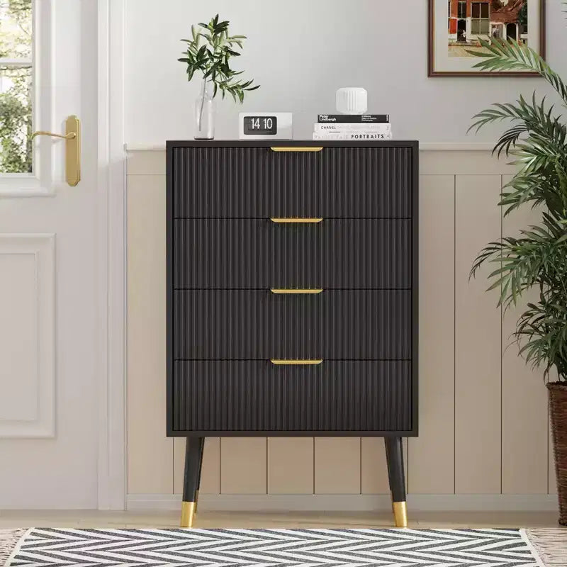 Commode à 4 tiroirs pour chambre à coucher, commode moderne avec tiroirs