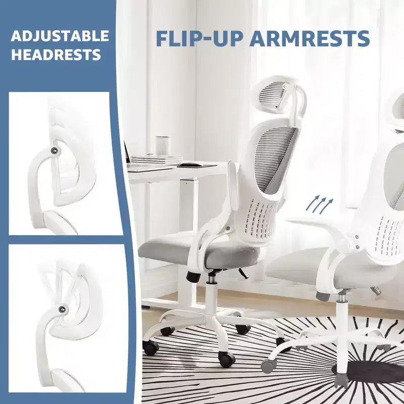 Fauteuil de bureau ergonomique  Dossier haut, Roulettes, Accoudoirs relevables, Réglable