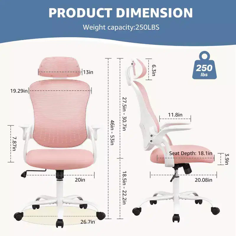 Fauteuil de bureau ergonomique  Dossier haut, Roulettes, Accoudoirs relevables, Réglable