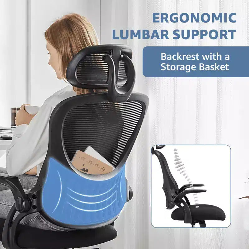 Fauteuil de bureau ergonomique  Dossier haut, Roulettes, Accoudoirs relevables, Réglable