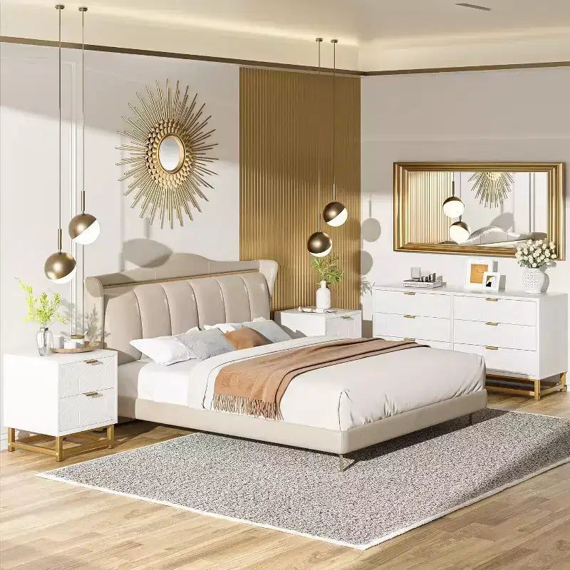 Commode de chambre à trois tiroirs avec pieds en métal