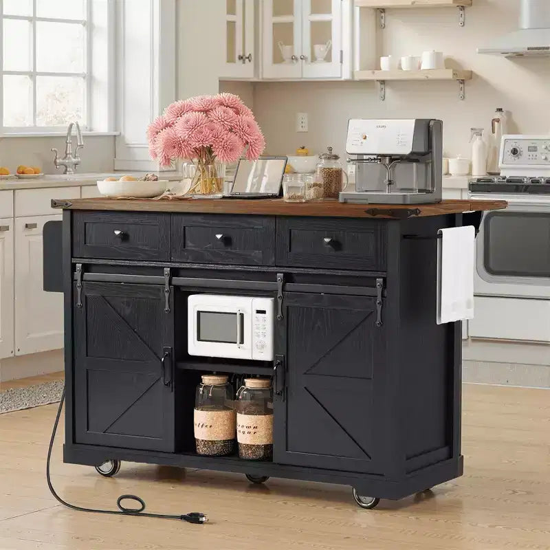 Îlot de cuisine avec meuble de rangement pour poubelle