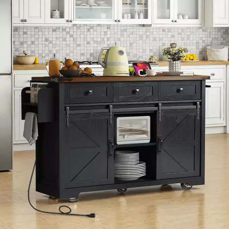 Îlot de cuisine avec meuble de rangement pour poubelle