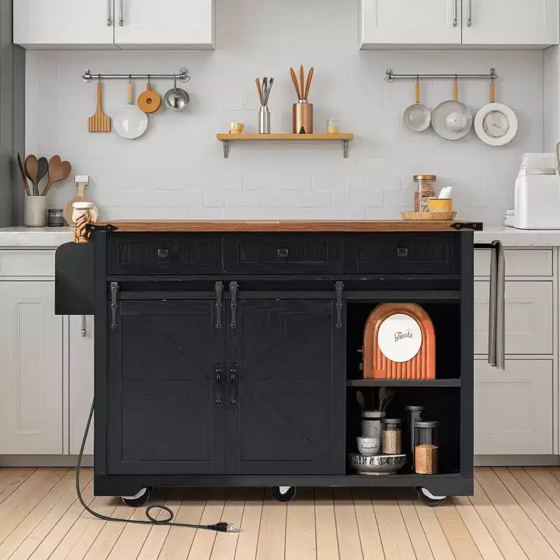 Îlot de cuisine avec meuble de rangement pour poubelle