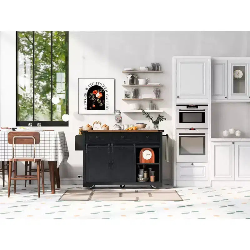 Îlot de cuisine avec meuble de rangement pour poubelle