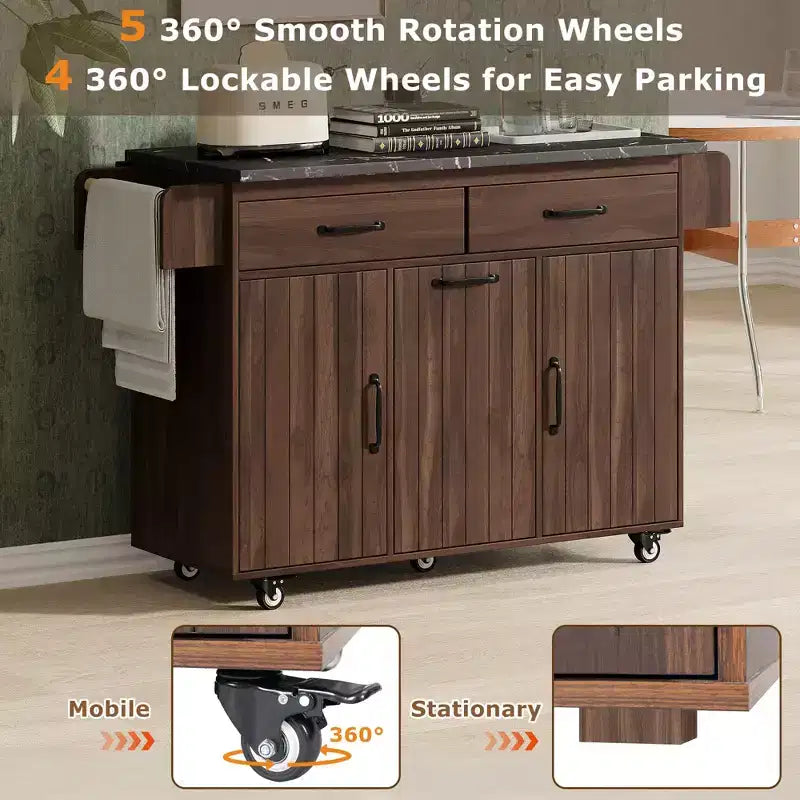Îlot de cuisine avec meuble de rangement pour poubelle