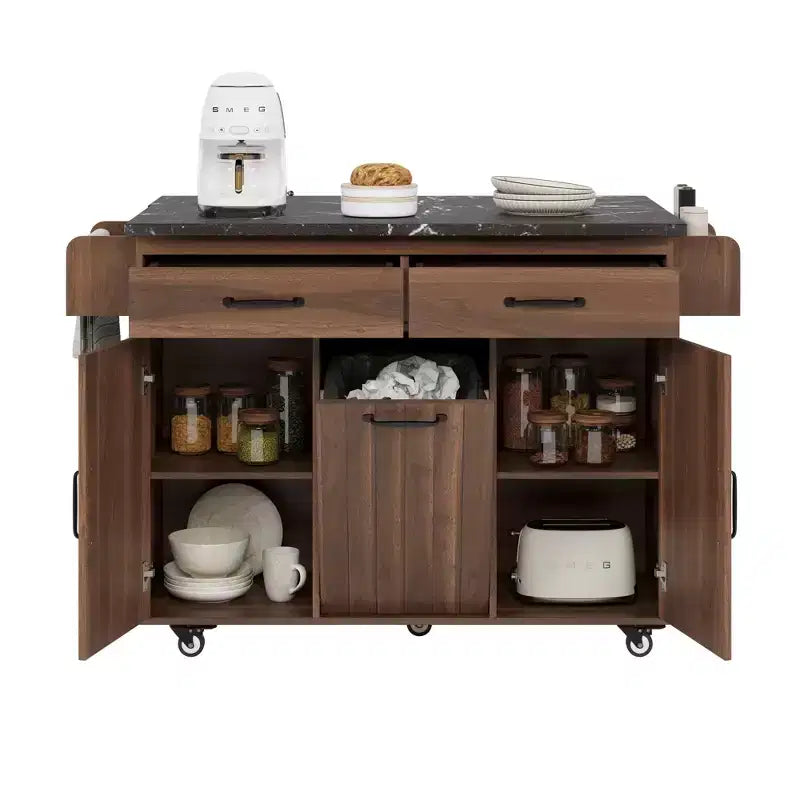 Îlot de cuisine avec meuble de rangement pour poubelle