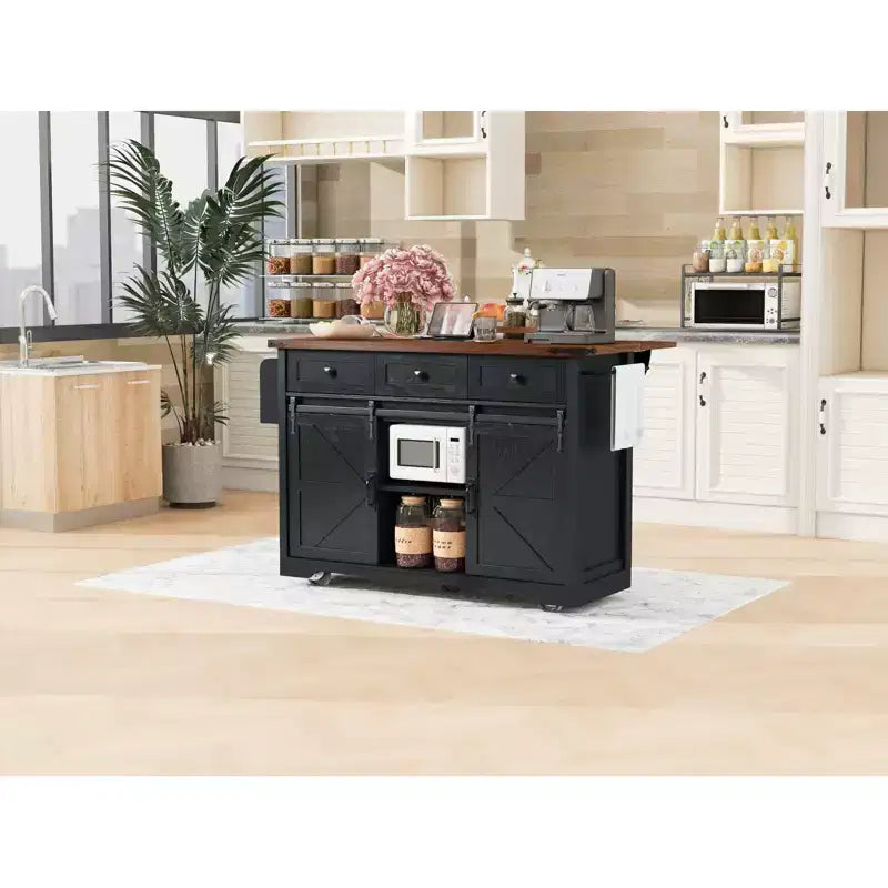 Îlot de cuisine avec meuble de rangement pour poubelle