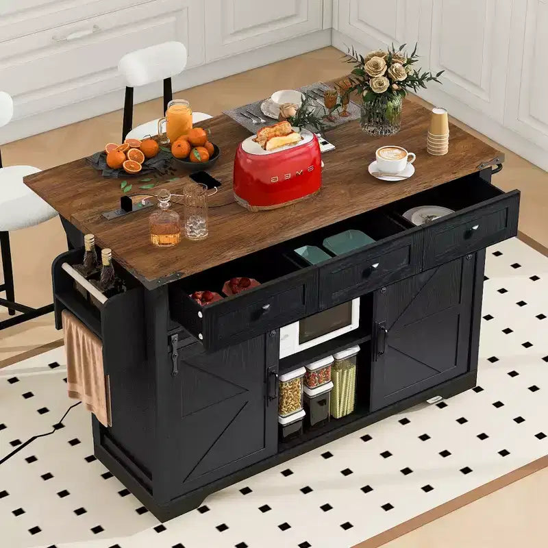Îlot de cuisine avec meuble de rangement pour poubelle