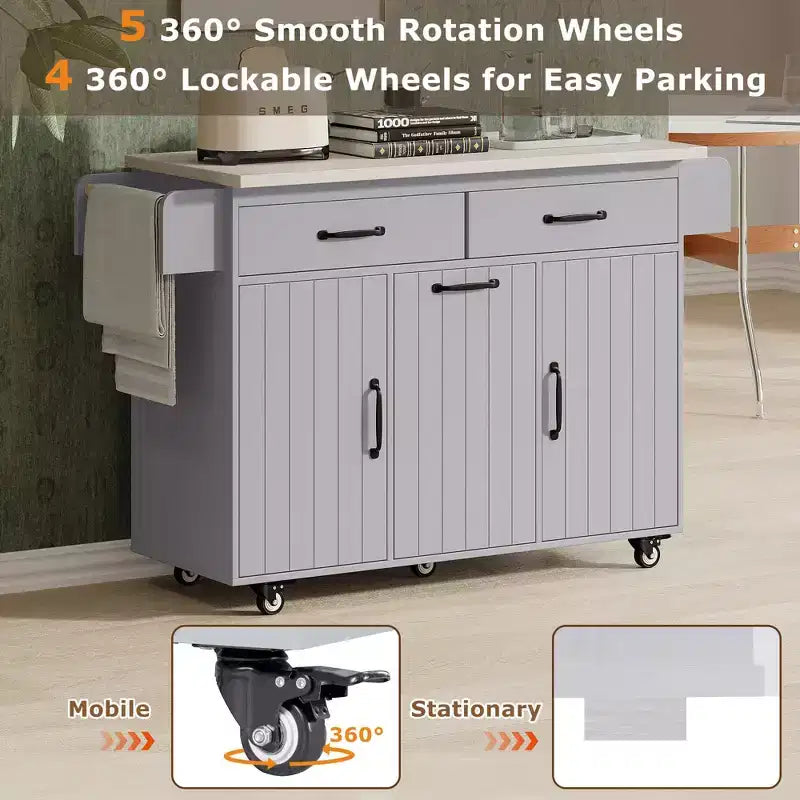 Îlot de cuisine avec meuble de rangement pour poubelle