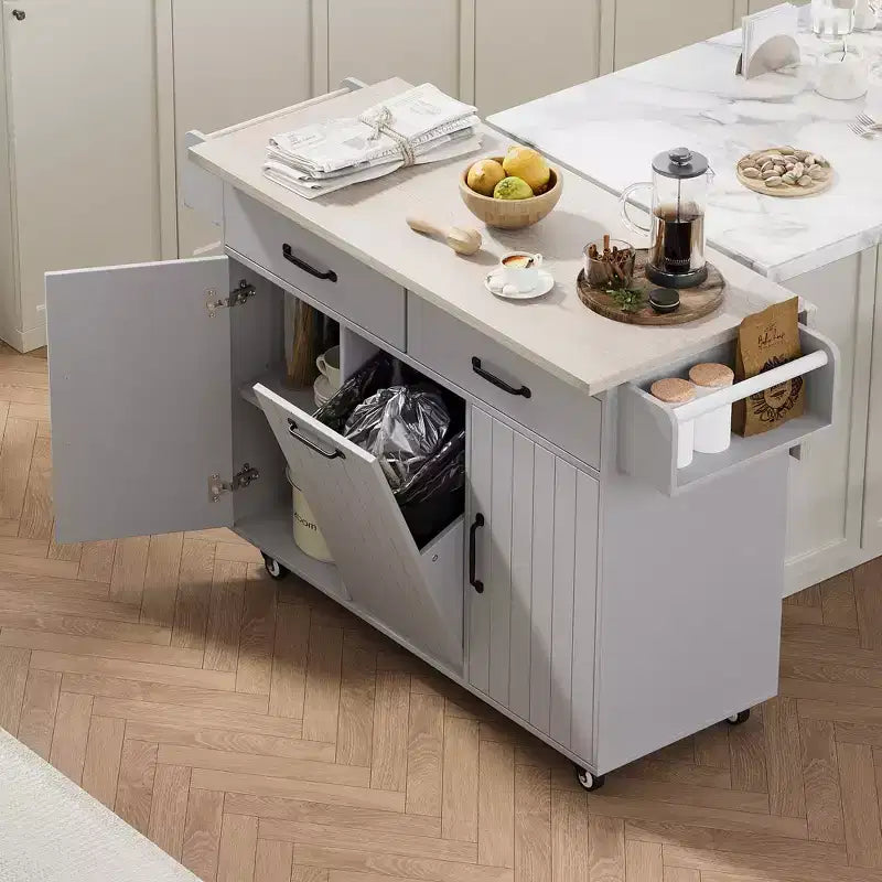 Îlot de cuisine avec meuble de rangement pour poubelle