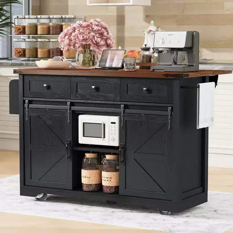 Îlot de cuisine avec meuble de rangement pour poubelle