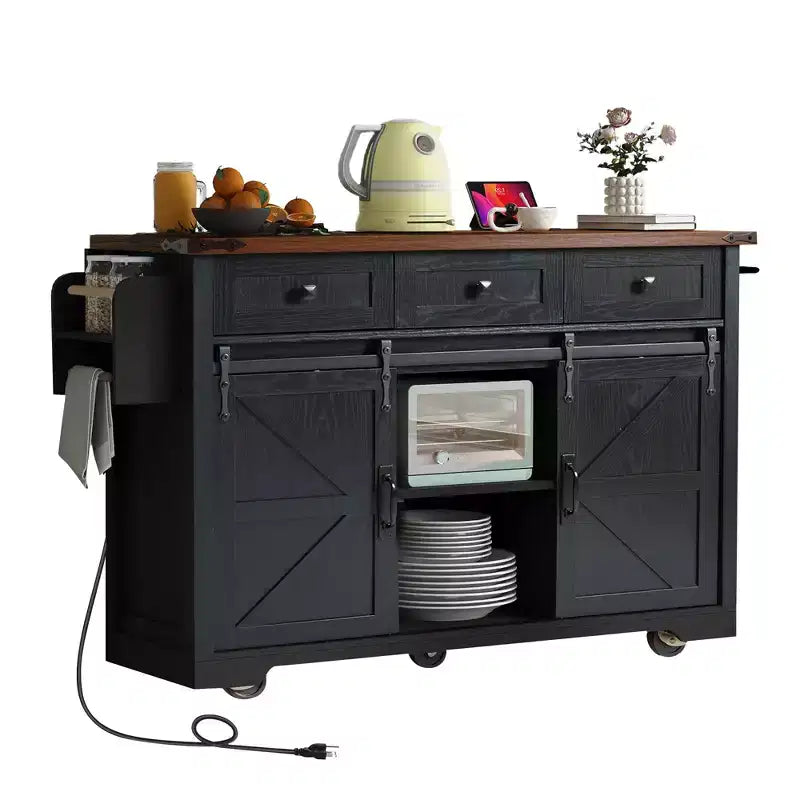 Îlot de cuisine avec meuble de rangement pour poubelle