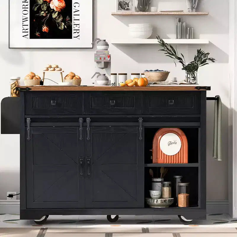 Îlot de cuisine avec meuble de rangement pour poubelle