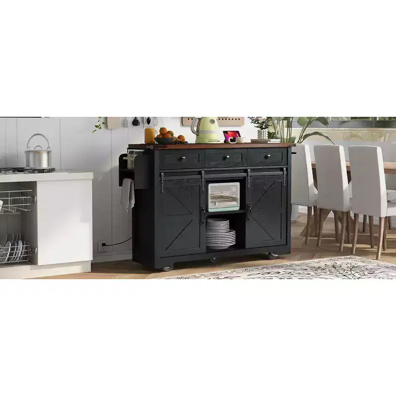 Îlot de cuisine avec meuble de rangement pour poubelle