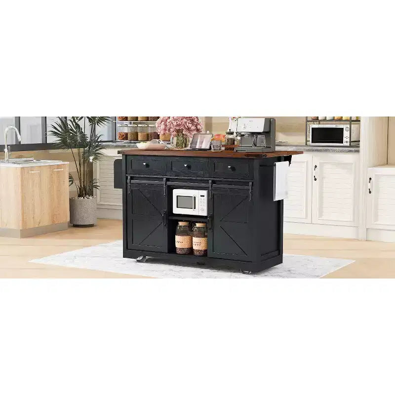 Îlot de cuisine avec meuble de rangement pour poubelle