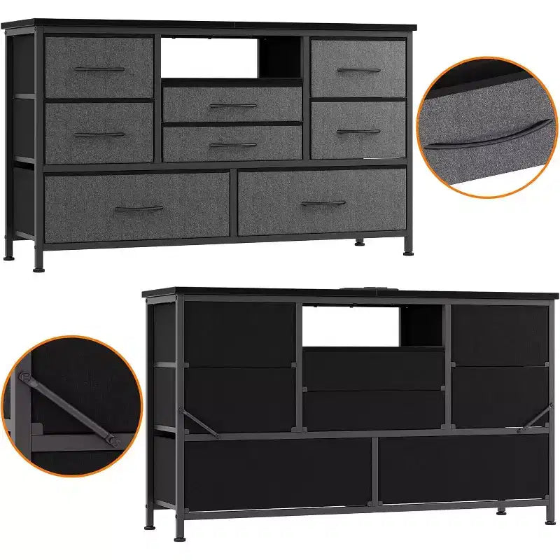 47.4-inch Multi-Functional TV Stand with 8 Drawers, RGB Smart Light Strip, Dual Power Outlets, Suitable for Multiple Scenarios