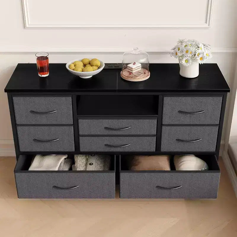 47.4-inch Multi-Functional TV Stand with 8 Drawers, RGB Smart Light Strip, Dual Power Outlets, Suitable for Multiple Scenarios