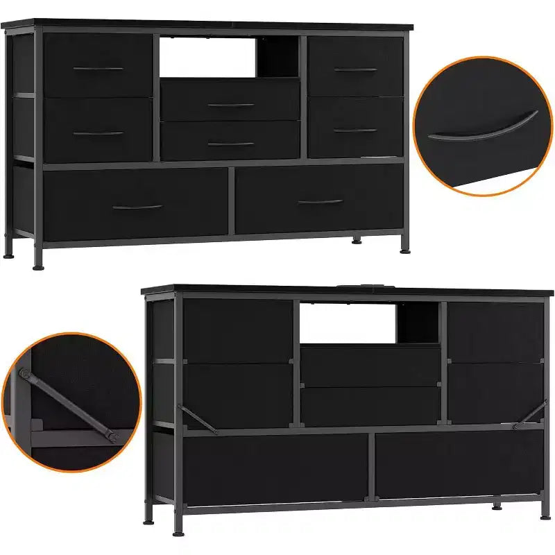 47.4-inch Multi-Functional TV Stand with 8 Drawers, RGB Smart Light Strip, Dual Power Outlets, Suitable for Multiple Scenarios