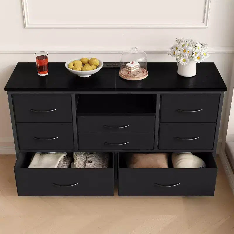47.4-inch Multi-Functional TV Stand with 8 Drawers, RGB Smart Light Strip, Dual Power Outlets, Suitable for Multiple Scenarios
