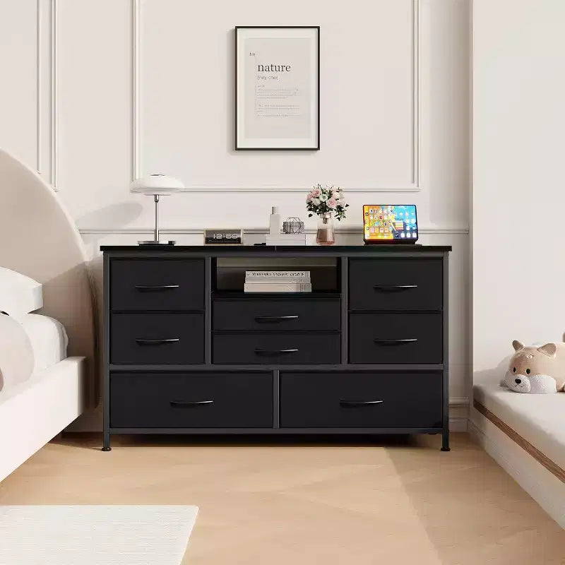 47.4-inch Multi-Functional TV Stand with 8 Drawers, RGB Smart Light Strip, Dual Power Outlets, Suitable for Multiple Scenarios