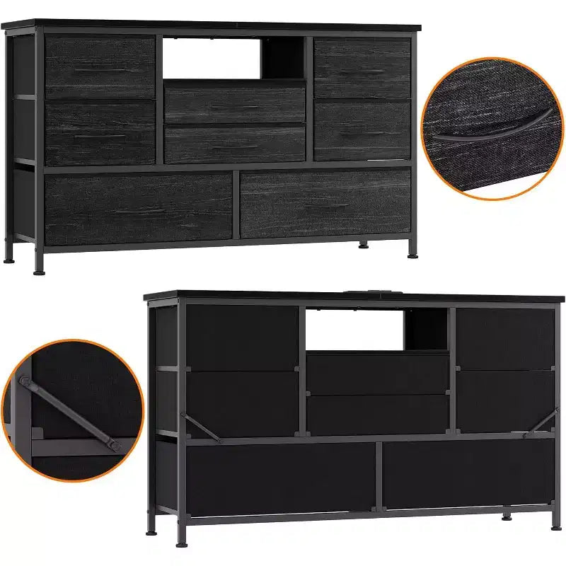 47.4-inch Multi-Functional TV Stand with 8 Drawers, RGB Smart Light Strip, Dual Power Outlets, Suitable for Multiple Scenarios