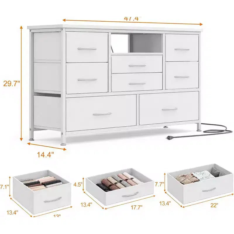 47.4-inch Multi-Functional TV Stand with 8 Drawers, RGB Smart Light Strip, Dual Power Outlets, Suitable for Multiple Scenarios